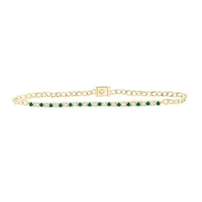 10Kt Yellow Gold 13 CtwDia Nk 13CtEme Bracelet 7 Inch 38 grams GND Bracelets 10Kt Yellow Gold 13 CtwDia Nk 13CtEme Bracelet 7 Inch 38 grams GND Bracelets