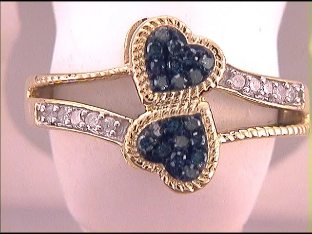 10Kt Yellow Gold 14CtwDia Blue Ring 3 grams GND Rings