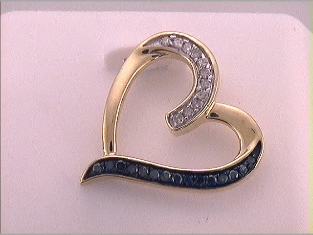 10Kt Yellow Gold 15CtwDia Blue Heart Necklace 163 grams GND Necklaces