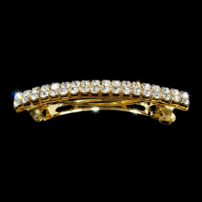 11076G 2 Row Rhinestone Barrette Gold 4035 PreStyled Sets 11076G 2 Row Rhinestone Barrette Gold 4035 PreStyled Sets
