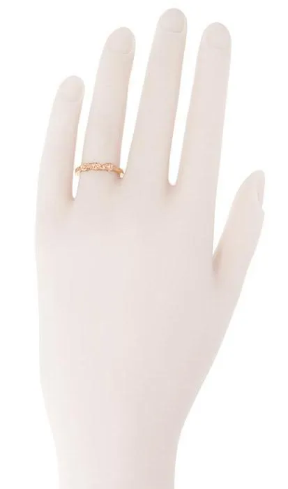 14 Karat Rose Gold Mid Century Retro Modern Filigree Diamond Wedding Ring Antique Jewelry Mall Rings 14 Karat Rose Gold Mid Century Retro Modern Filigree Diamond Wedding Ring Antique Jewelry Mall Rings