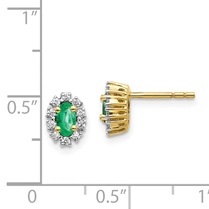 14k 15Ct Diamond and Emerald Oval Halo Earrings 112 grams Qgold Earrings