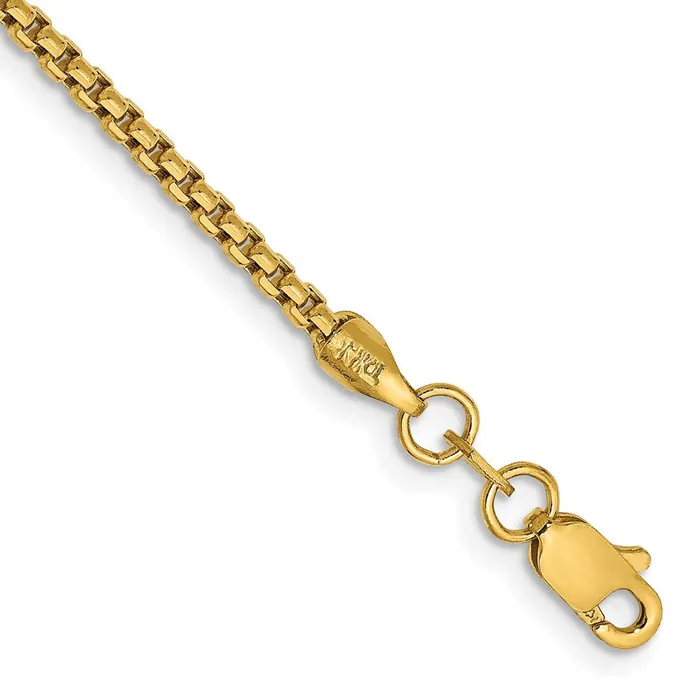 14k 175mm SemiSolid Round Box Chain Bracelet 166 grams Qgold Bracelets