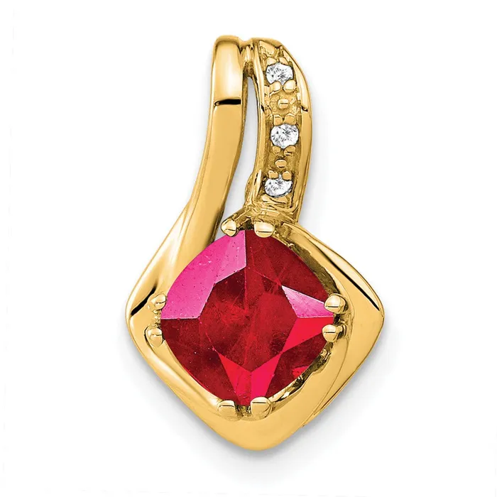14k Created Ruby and Diamond Chain Slide Pendant 125 grams Qgold Necklaces 14k Created Ruby and Diamond Chain Slide Pendant 125 grams Qgold Necklaces