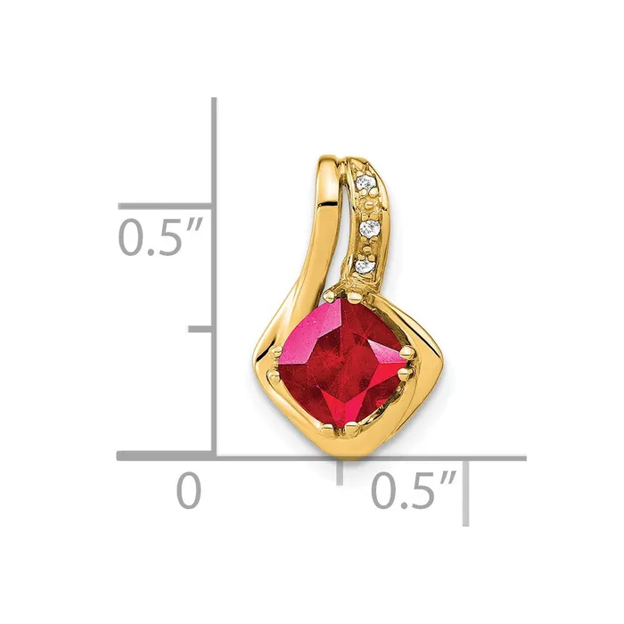 14k Created Ruby and Diamond Chain Slide Pendant 125 grams Qgold Necklaces 14k Created Ruby and Diamond Chain Slide Pendant 125 grams Qgold Necklaces