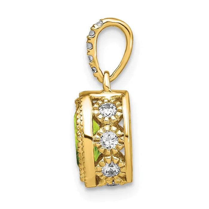 14k Oval Peridot and Diamond Pendant 12 grams Qgold Necklaces 14k Oval Peridot and Diamond Pendant 12 grams Qgold Necklaces