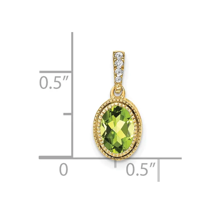14k Oval Peridot and Diamond Pendant 12 grams Qgold Necklaces 14k Oval Peridot and Diamond Pendant 12 grams Qgold Necklaces