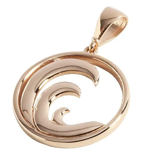 14K Pink Gold Wave in Circle Pendant Chain Sold Separately Nakoa Necklaces 14K Pink Gold Wave in Circle Pendant Chain Sold Separately Nakoa Necklaces