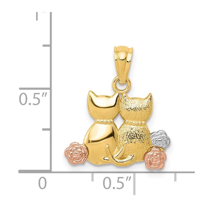 14k Twotone 15 mm Cats Pendant 084 grams Qgold Rings 14k Twotone 15 mm Cats Pendant 084 grams Qgold Rings