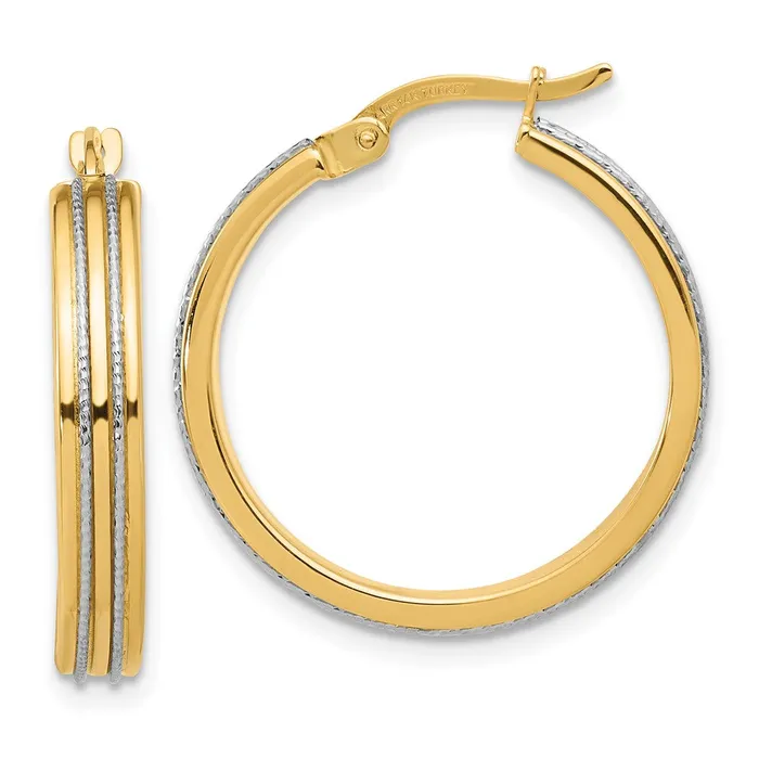 14k Twotone 235 mm Twotone Polished and Diamondcut Hoop Earrings 271 grams Qgold Earrings 14k Twotone 235 mm Twotone Polished and Diamondcut Hoop Earrings 271 grams Qgold Earrings