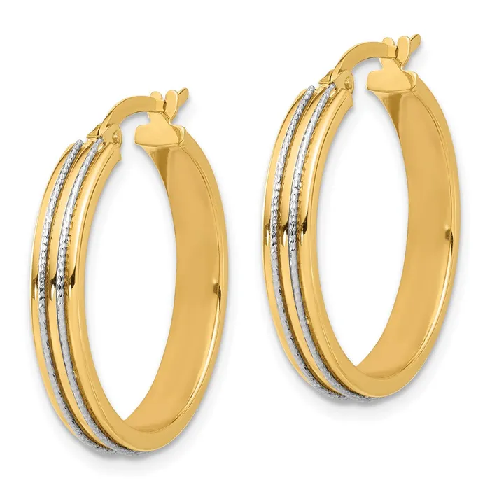 14k Twotone 235 mm Twotone Polished and Diamondcut Hoop Earrings 271 grams Qgold Earrings 14k Twotone 235 mm Twotone Polished and Diamondcut Hoop Earrings 271 grams Qgold Earrings