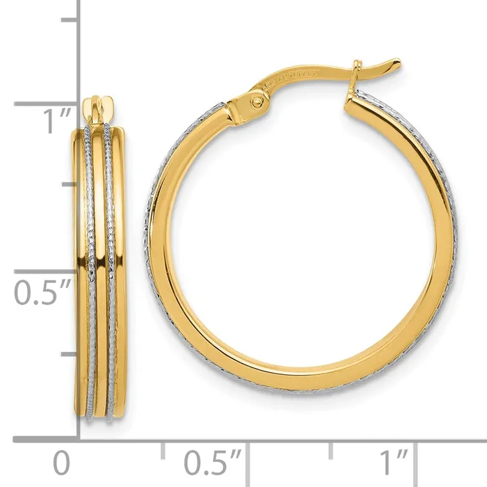 14k Twotone 235 mm Twotone Polished and Diamondcut Hoop Earrings 271 grams Qgold Earrings 14k Twotone 235 mm Twotone Polished and Diamondcut Hoop Earrings 271 grams Qgold Earrings