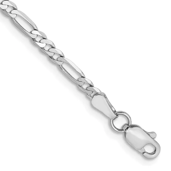 14k WG 275mm Flat Figaro Chain Bracelet 199 grams Qgold Bracelets