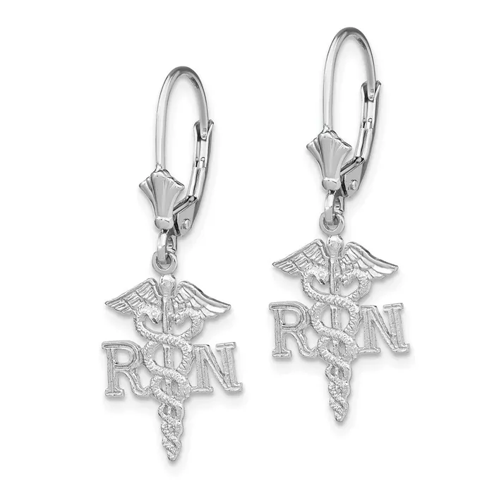 14k White Gold 1356 mm RN Caduceus Leverback Earrings 182 grams Qgold Earrings 14k White Gold 1356 mm RN Caduceus Leverback Earrings 182 grams Qgold Earrings