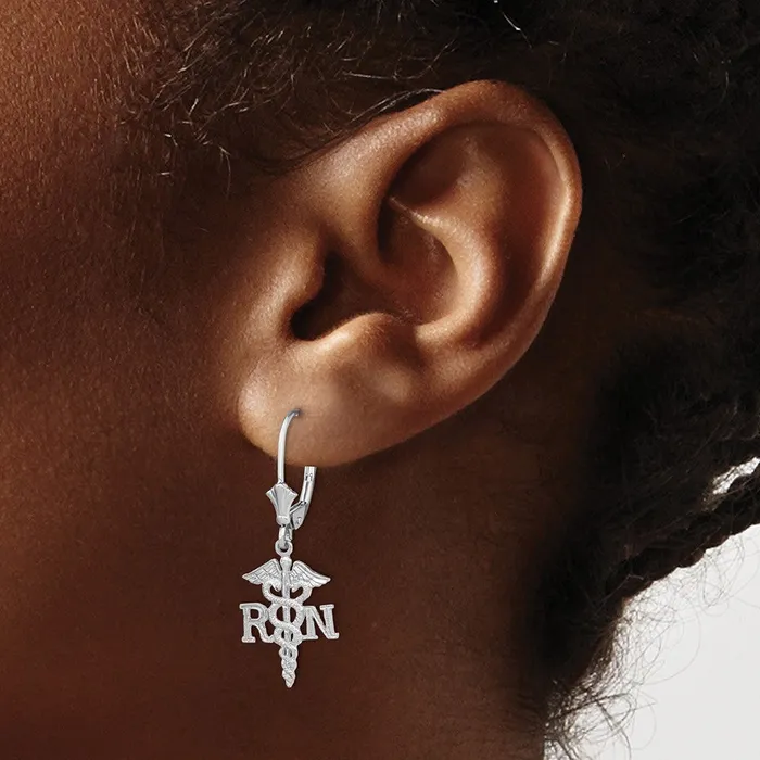 14k White Gold 1356 mm RN Caduceus Leverback Earrings 182 grams Qgold Earrings 14k White Gold 1356 mm RN Caduceus Leverback Earrings 182 grams Qgold Earrings
