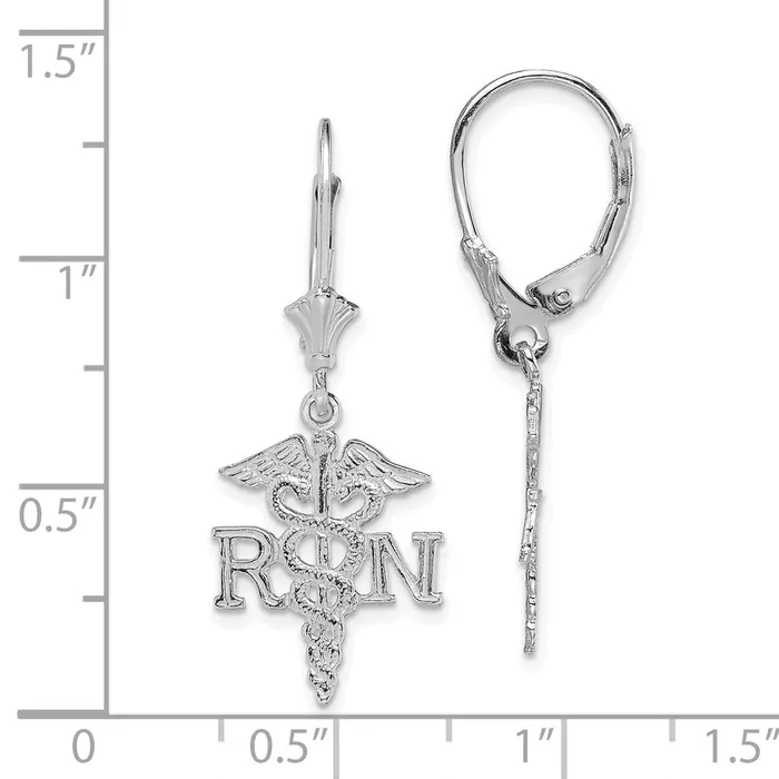 14k White Gold 1356 mm RN Caduceus Leverback Earrings 182 grams Qgold Earrings 14k White Gold 1356 mm RN Caduceus Leverback Earrings 182 grams Qgold Earrings