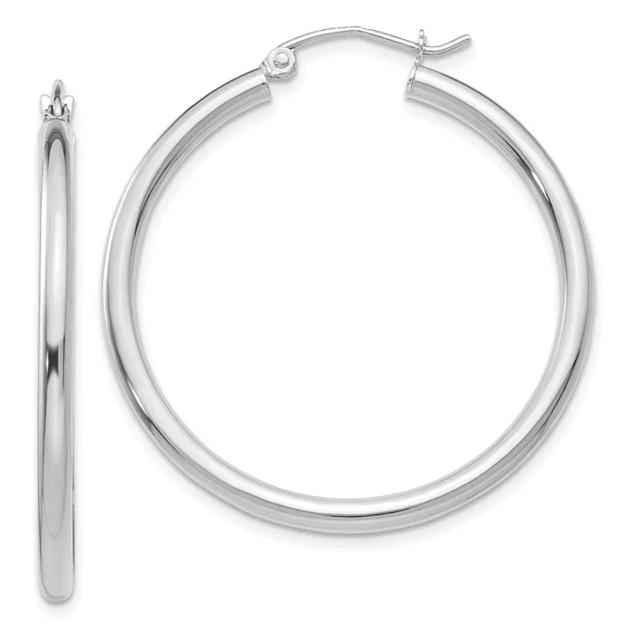 14k White Gold 25 mm Tube Hoop Earrings 276 grams Qgold Earrings