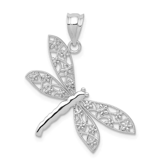 14k White Gold 26 mm Diamondcut Dragonfly Pendant 111 grams Qgold Necklaces 14k White Gold 26 mm Diamondcut Dragonfly Pendant 111 grams Qgold Necklaces