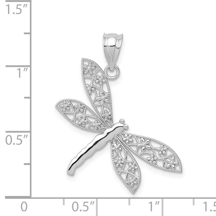 14k White Gold 26 mm Diamondcut Dragonfly Pendant 111 grams Qgold Necklaces 14k White Gold 26 mm Diamondcut Dragonfly Pendant 111 grams Qgold Necklaces