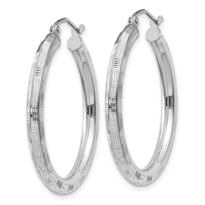 14k White Gold 3 mm Diamondcut Hoop Earrings 215 grams Qgold Earrings 14k White Gold 3 mm Diamondcut Hoop Earrings 215 grams Qgold Earrings