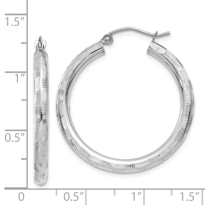 14k White Gold 3 mm Diamondcut Hoop Earrings 215 grams Qgold Earrings 14k White Gold 3 mm Diamondcut Hoop Earrings 215 grams Qgold Earrings