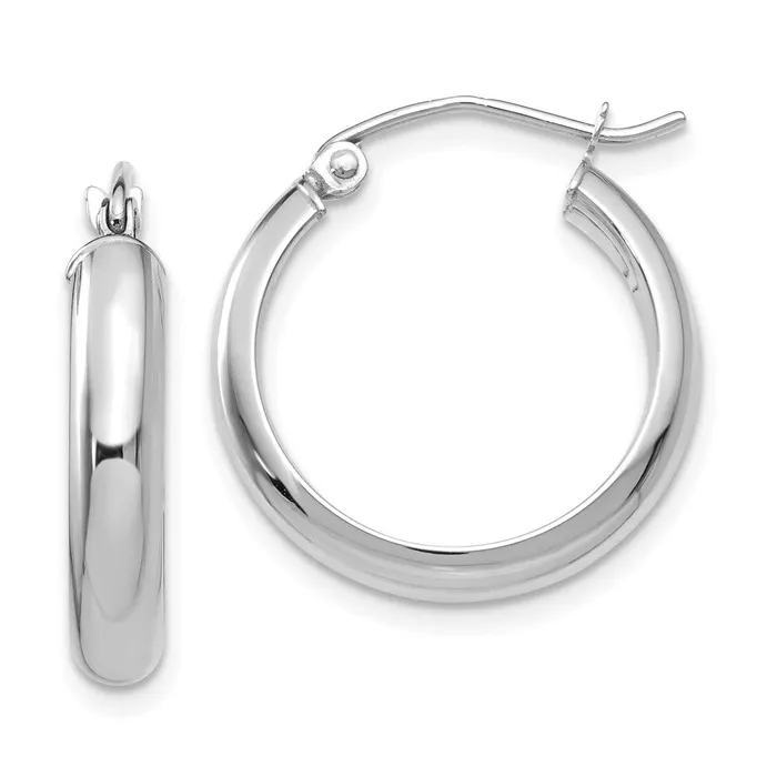 14k White Gold 4 mm Hoop Earrings 137 grams Qgold Earrings
