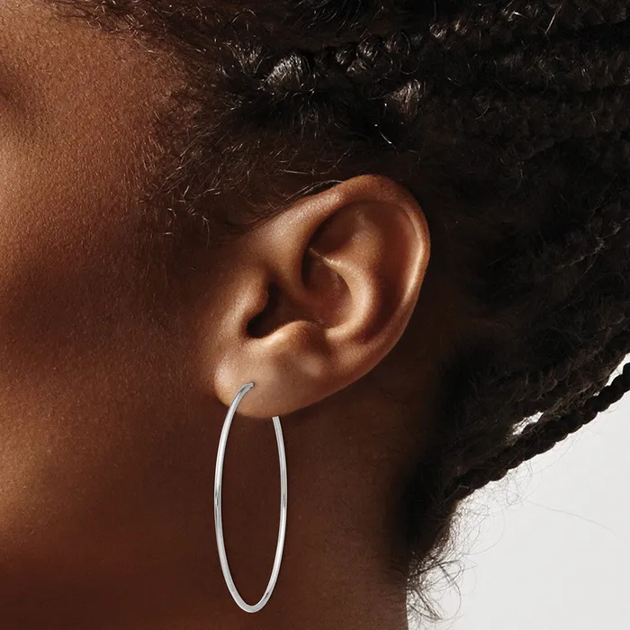 14k White Gold 40 mm Polished Endless Tube Hoop Earrings 144 grams Qgold Earrings 14k White Gold 40 mm Polished Endless Tube Hoop Earrings 144 grams Qgold Earrings