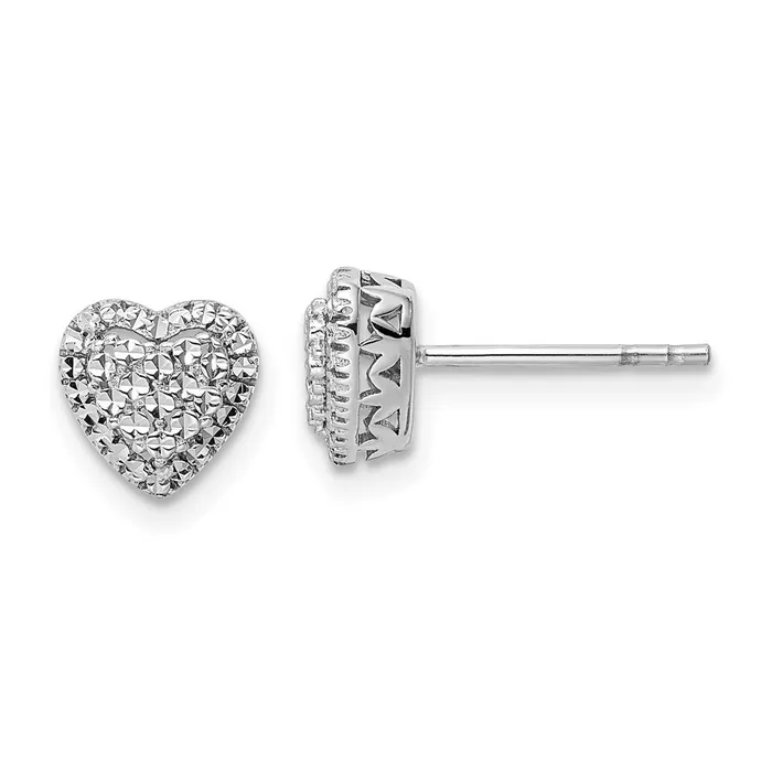 14k White Gold 75 mm White Polished Diamondcut Heart Post Earrings 156 grams Qgold Earrings 14k White Gold 75 mm White Polished Diamondcut Heart Post Earrings 156 grams Qgold Earrings