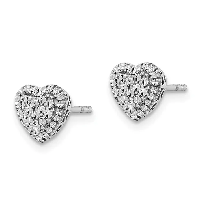 14k White Gold 75 mm White Polished Diamondcut Heart Post Earrings 156 grams Qgold Earrings 14k White Gold 75 mm White Polished Diamondcut Heart Post Earrings 156 grams Qgold Earrings