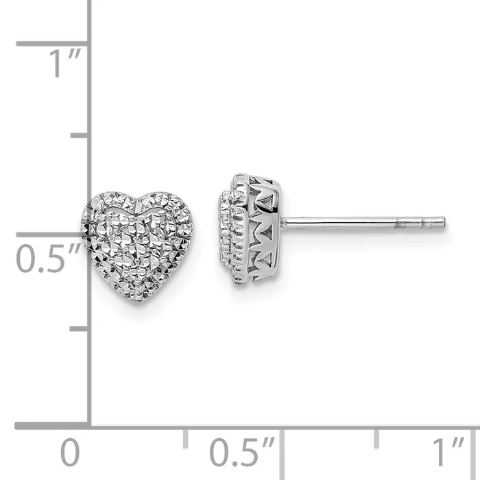 14k White Gold 75 mm White Polished Diamondcut Heart Post Earrings 156 grams Qgold Earrings 14k White Gold 75 mm White Polished Diamondcut Heart Post Earrings 156 grams Qgold Earrings