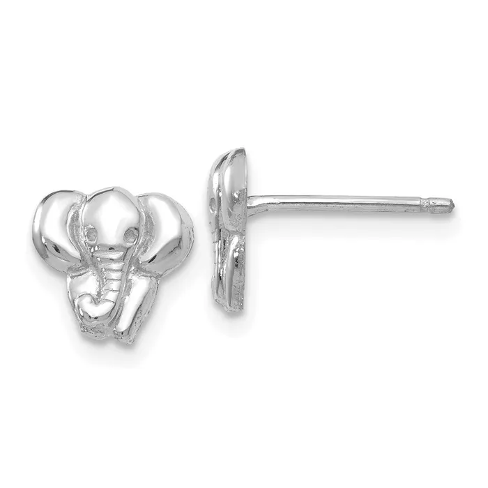 14k White Gold 8 mm Elephant Earrings 104 grams Qgold Earrings