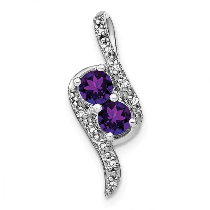 14k White Gold Amethyst and Diamond Chain Slide 21 grams Qgold Necklaces 14k White Gold Amethyst and Diamond Chain Slide 21 grams Qgold Necklaces