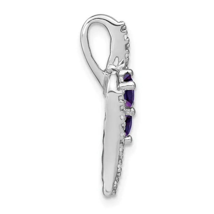 14k White Gold Amethyst and Diamond Chain Slide 21 grams Qgold Necklaces 14k White Gold Amethyst and Diamond Chain Slide 21 grams Qgold Necklaces