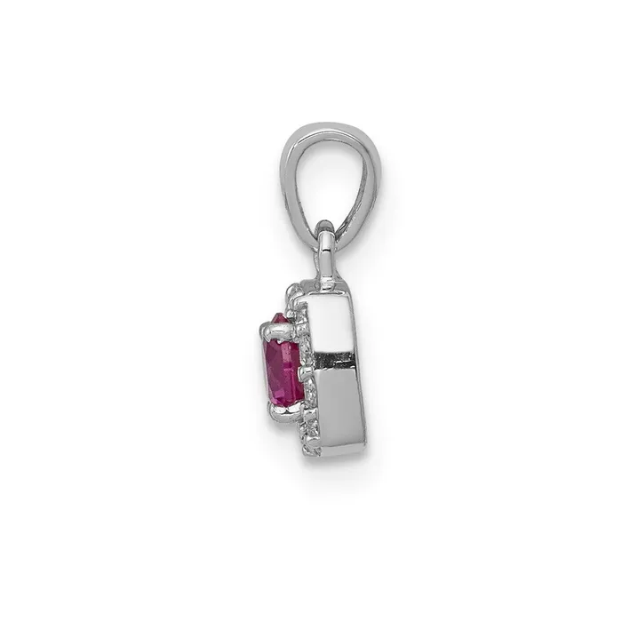 14k White Gold Diamond and 20 Ruby Square Halo Pendant 06 grams Qgold Necklaces 14k White Gold Diamond and 20 Ruby Square Halo Pendant 06 grams Qgold Necklaces