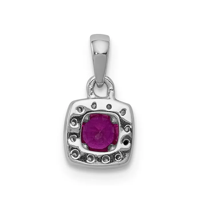 14k White Gold Diamond and 20 Ruby Square Halo Pendant 06 grams Qgold Necklaces 14k White Gold Diamond and 20 Ruby Square Halo Pendant 06 grams Qgold Necklaces