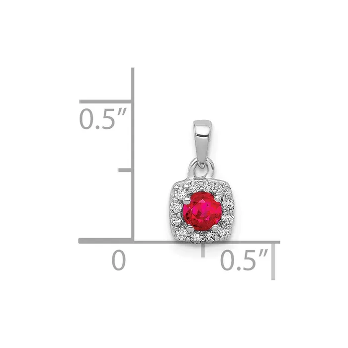 14k White Gold Diamond and 20 Ruby Square Halo Pendant 06 grams Qgold Necklaces 14k White Gold Diamond and 20 Ruby Square Halo Pendant 06 grams Qgold Necklaces