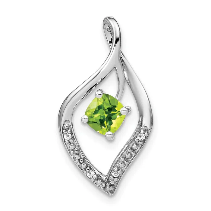 14k White Gold Peridot and Diamond Pendant 155 grams Qgold Necklaces
