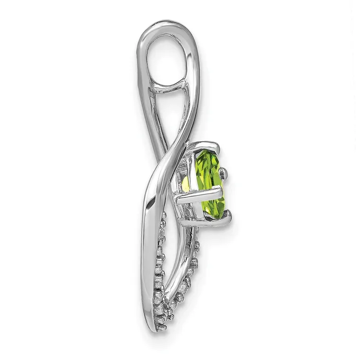 14k White Gold Peridot and Diamond Pendant 155 grams Qgold Necklaces 14k White Gold Peridot and Diamond Pendant 155 grams Qgold Necklaces