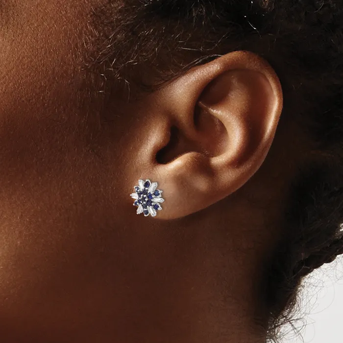 14k White Gold Sapphire and Diamond Earrings 17 grams Qgold Earrings