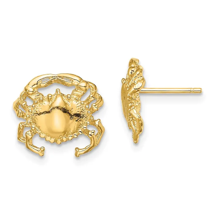 14k Yellow Gold 125 mm Polished 2D Crab Post Earrings 208 grams Qgold Earrings 14k Yellow Gold 125 mm Polished 2D Crab Post Earrings 208 grams Qgold Earrings