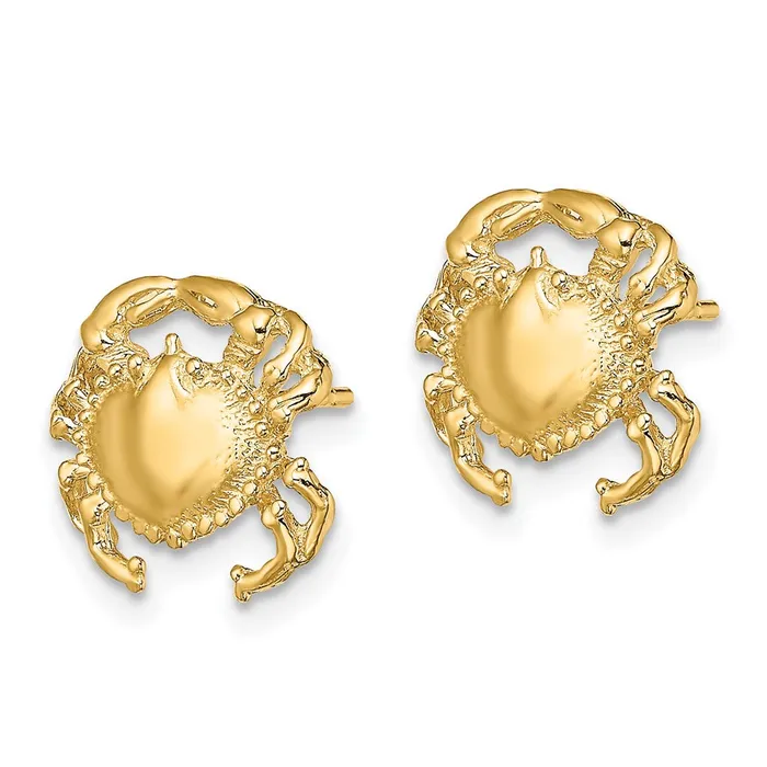 14k Yellow Gold 125 mm Polished 2D Crab Post Earrings 208 grams Qgold Earrings 14k Yellow Gold 125 mm Polished 2D Crab Post Earrings 208 grams Qgold Earrings