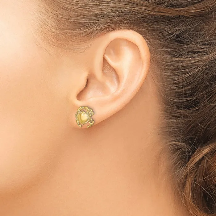 14k Yellow Gold 125 mm Polished 2D Crab Post Earrings 208 grams Qgold Earrings 14k Yellow Gold 125 mm Polished 2D Crab Post Earrings 208 grams Qgold Earrings