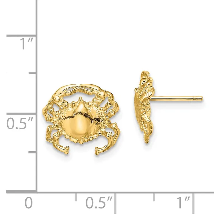 14k Yellow Gold 125 mm Polished 2D Crab Post Earrings 208 grams Qgold Earrings 14k Yellow Gold 125 mm Polished 2D Crab Post Earrings 208 grams Qgold Earrings