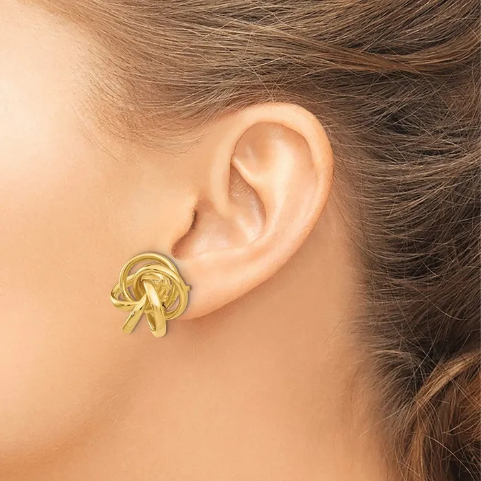 14k Yellow Gold 12 mm Love Knot Earrings 219 grams Qgold Earrings 14k Yellow Gold 12 mm Love Knot Earrings 219 grams Qgold Earrings