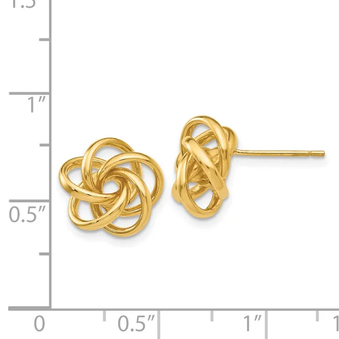 14k Yellow Gold 12 mm Love Knot Earrings 219 grams Qgold Earrings 14k Yellow Gold 12 mm Love Knot Earrings 219 grams Qgold Earrings