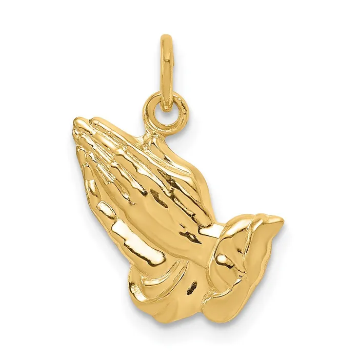 14k Yellow Gold 13 mm Praying Hands Charm 143 grams Qgold Charm Necklaces 14k Yellow Gold 13 mm Praying Hands Charm 143 grams Qgold Charm Necklaces