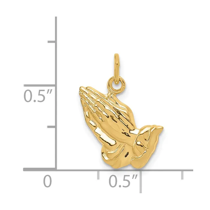 14k Yellow Gold 13 mm Praying Hands Charm 143 grams Qgold Charm Necklaces 14k Yellow Gold 13 mm Praying Hands Charm 143 grams Qgold Charm Necklaces