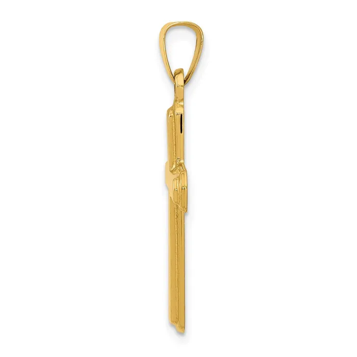 14k Yellow Gold 1441 mm Satin Latin Cross Pendant 072 grams Qgold Necklaces