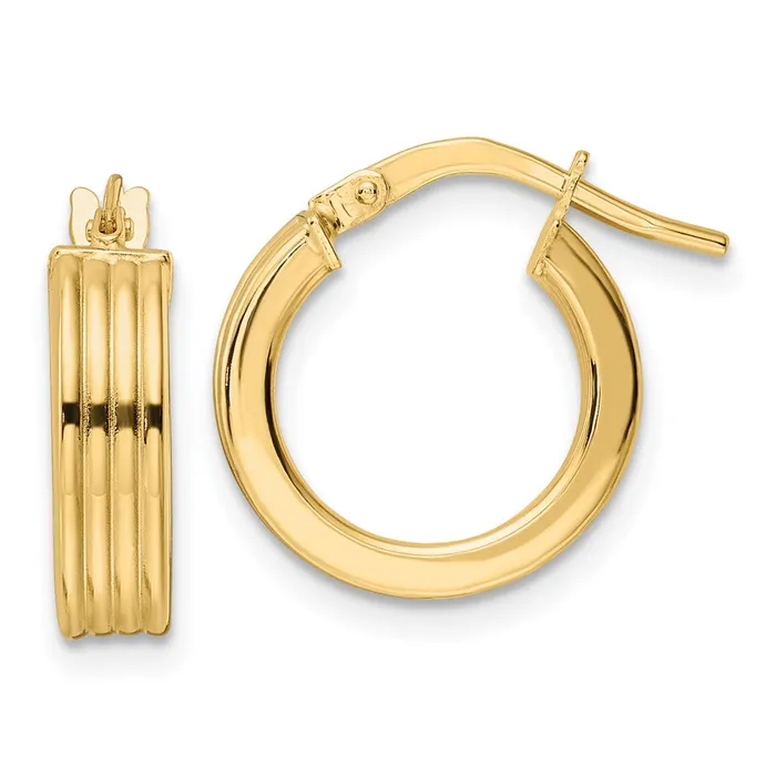 14k Yellow Gold 1454 mm Polished Textured Hoop Earrings 138 grams Qgold Earrings