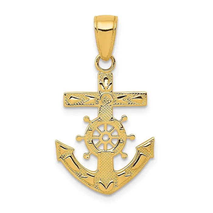 14k Yellow Gold 15 mm Mariners Cross Pendant 099 grams Qgold Necklaces